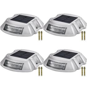 VEVOR Driveway Lights 4-Pack Solar Driveway Lights Bright White with Screw Solar Deck Lights Outdoor Waterproof Wireless Dock Lights 6 LEDs for P