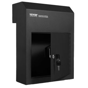 VEVOR Through The Door Key Drop Box, Heavy Duty Steel Through the Door Mailbox with 1.8" 12" Key Lock, 12x6x16" Mail Drop Box, Black