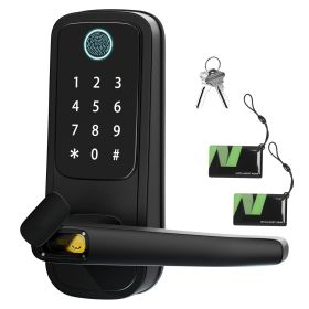 Smart Door Lock with Handle Fingerprints Passcodes Keys Fobs App Control Keyless Entry Door Lock with Keypad Electronic Digital Front Door Lock f