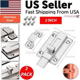 2Pcs Stainless Steel Latch Sliding Silver Doors Lock Keyless Door Bolt For Doors (size: 2 Inch)